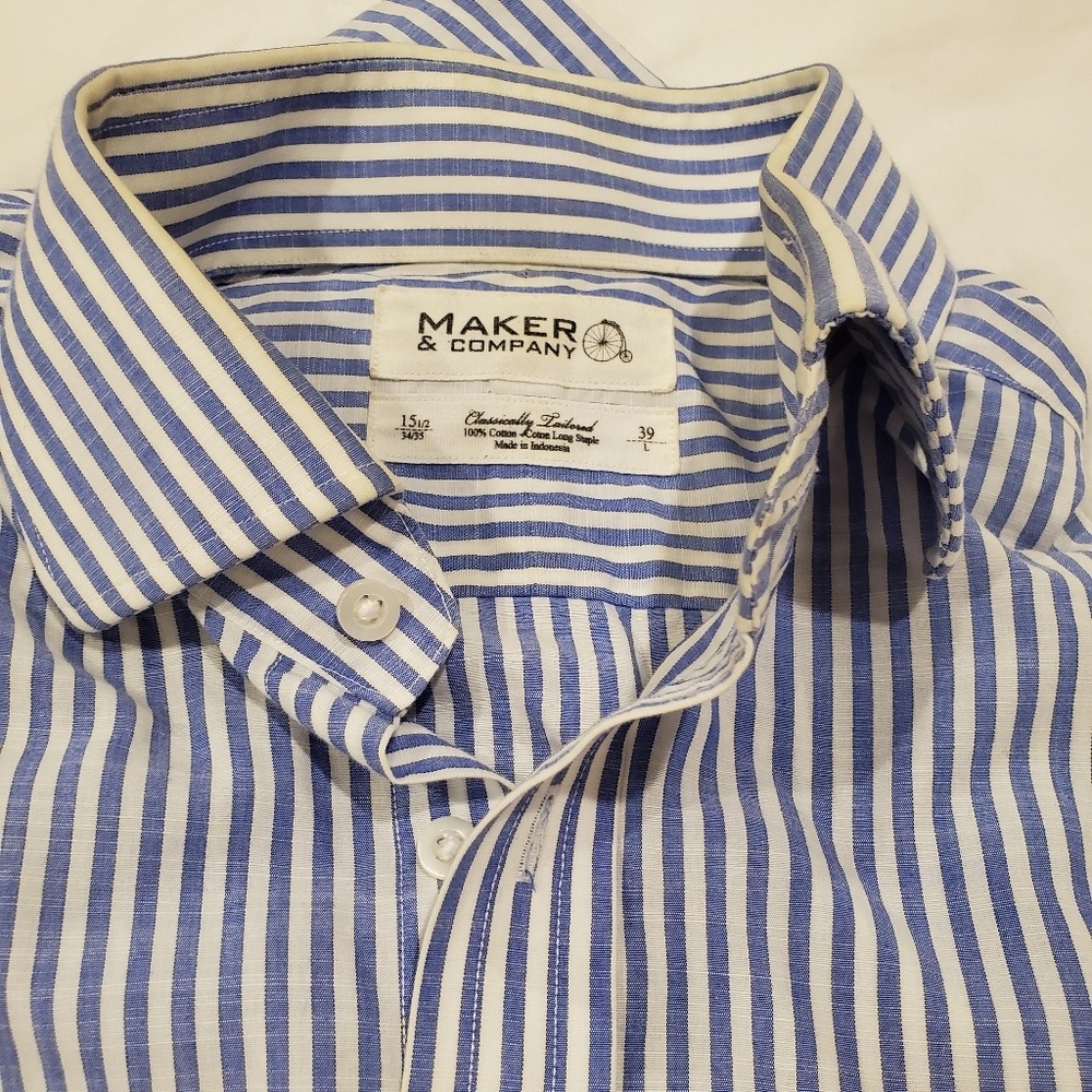Maker shirt blue stripe 15 1/2 size 39